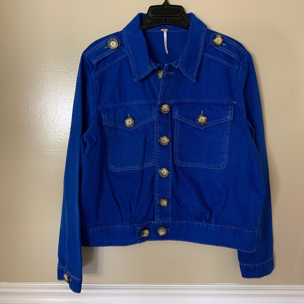 NWOT Free People Eisenhower Blue Denim Jacket M